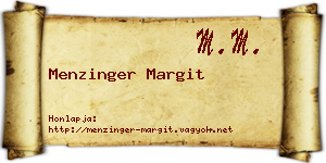 Menzinger Margit névjegykártya
